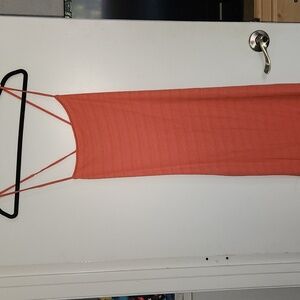 Long salmon/peach dress